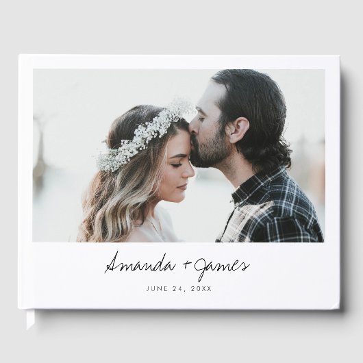 Eenvoudige moderne foto persoonlijke bruiloft gastenboek (Voorkant)