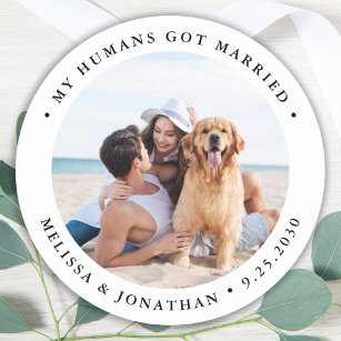 Eenvoudige moderne foto persoonlijke bruiloft ronde sticker