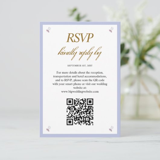 Eenvoudige Moderne Foto QR Code Bruiloft Behuizing RSVP Kaartje (Staand voorkant)