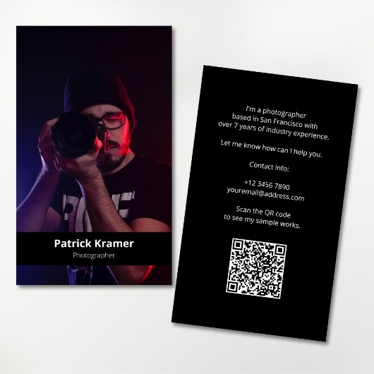 Eenvoudige Moderne Foto QR Code Professioneel Visitekaartje