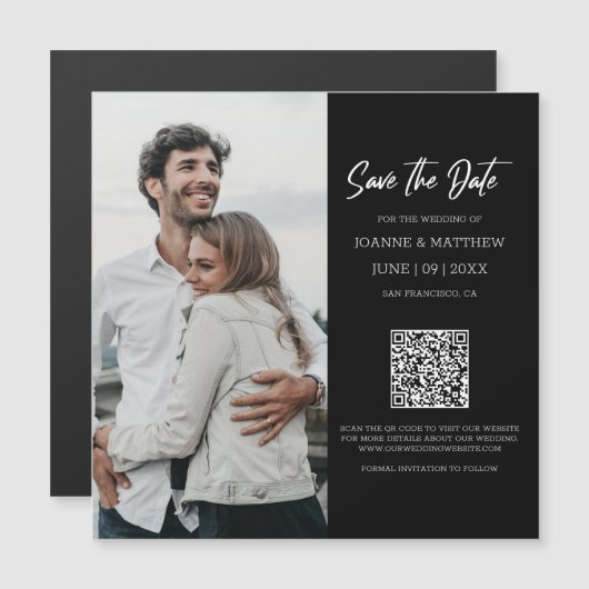 Eenvoudige moderne foto QR code Sla de datum magne (Voorkant / Achterkant)