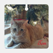  eenvoudige, moderne foto-rode naam metalen ornament (Voorkant)