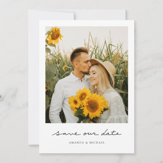 Eenvoudige moderne foto save the date trouwuitnodi (Voorkant)