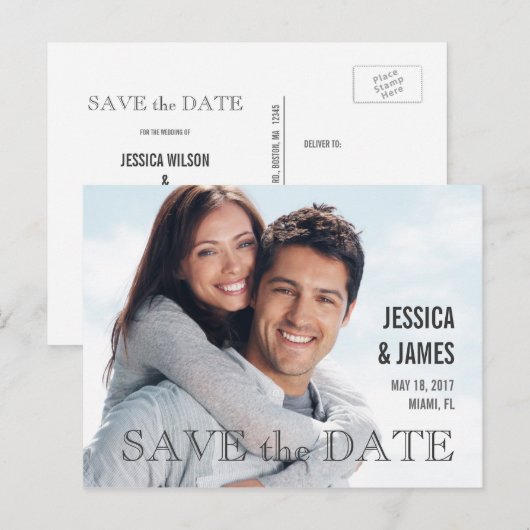 EENVOUDIGE MODERNE FOTO SLA HET DATUM BRIEFKAART O (Voorkant / Achterkant)