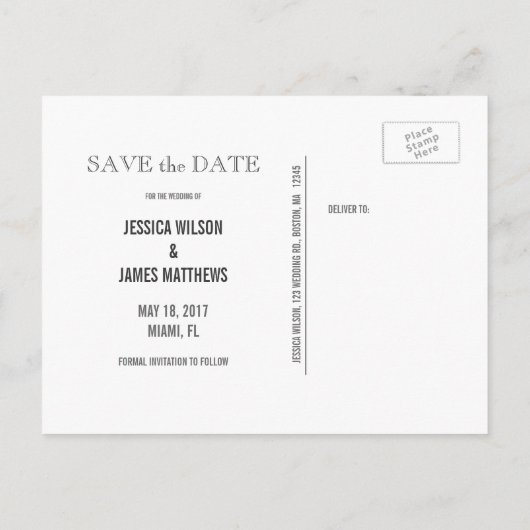 EENVOUDIGE MODERNE FOTO SLA HET DATUM BRIEFKAART O (Achterkant)