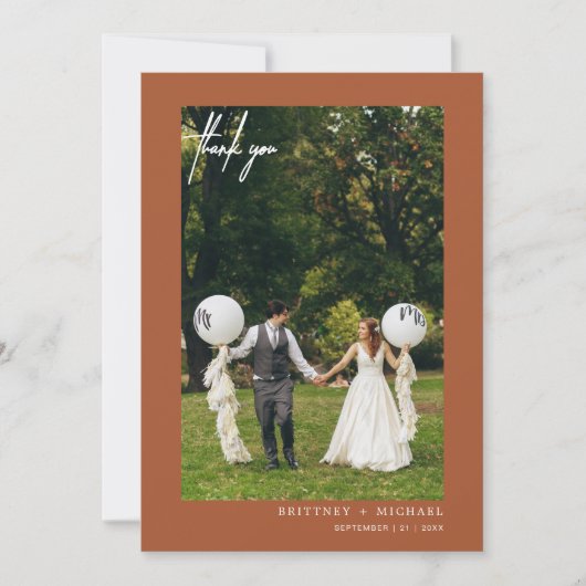 Eenvoudige moderne foto terracotta bedankkaart (Voorkant)