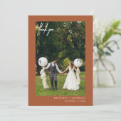 Eenvoudige moderne foto terracotta bedankkaart (Staand voorkant)