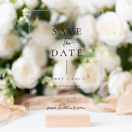 Eenvoudige Moderne Foto Trouw Acryl Save the Date Uitnodigingen