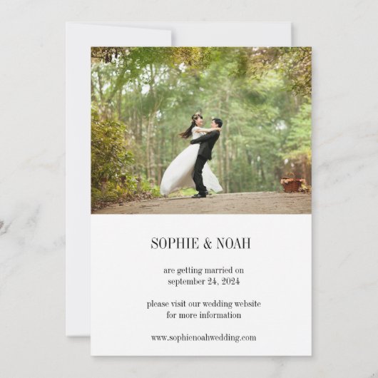 Eenvoudige, moderne foto van Elegant slaat de datu Save The Date (Achterkant)