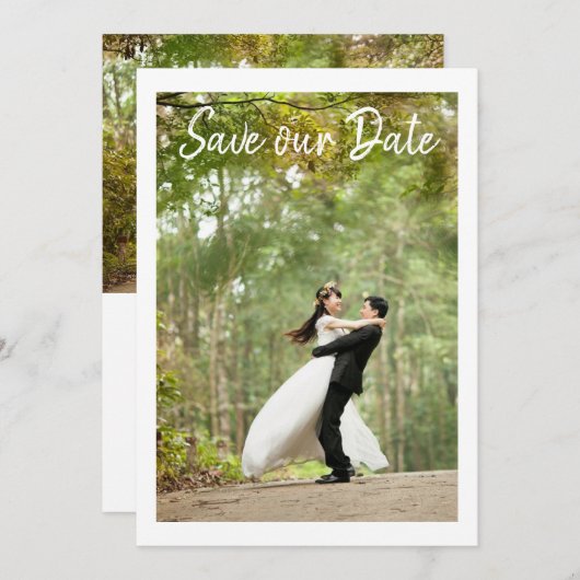 Eenvoudige, moderne foto van Elegant slaat de datu Save The Date (Voorkant / Achterkant)