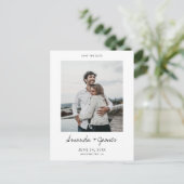 Eenvoudige, moderne foto van Elegant sparen de dat Aankondigingskaart (Staand voorkant)