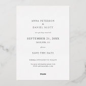 Eenvoudige, moderne foto van Elegant sparen de dat Folie Uitnodiging (Achterkant)