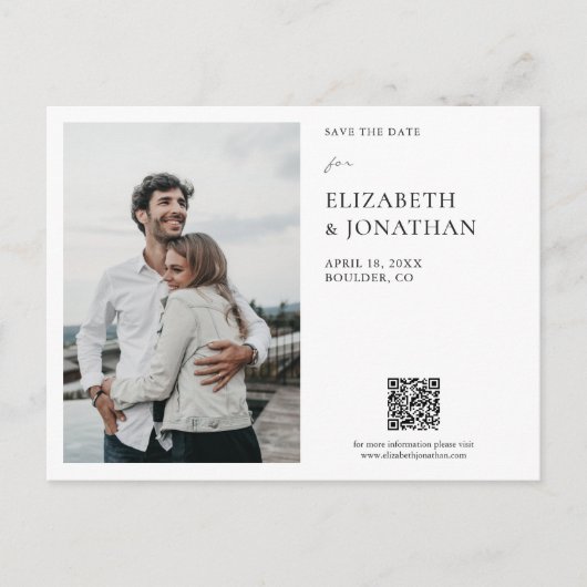 Eenvoudige, moderne foto van Elegant sparen de dat Uitnodiging Briefkaart (Voorkant)