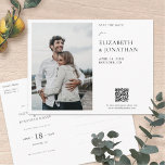 Eenvoudige, moderne foto van Elegant sparen de dat Uitnodiging Briefkaart<br><div class="desc">Deze eenvoudige, elegante moderne fotobruiloft bewaart de datumbriefkaart sjabloon kenmerkt uw namen en details op één kant en uw foto op andere. De standaardkleuren op de voorzijde zijn een enigszins zacht zwart en een grijze toon. We hebben hetzelfde licht verzadigde zwart gebruikt met een grijze schaduw op de rug. U...</div>