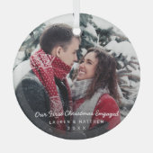 Eenvoudige moderne foto van ons eerste kerstfeest glas ornament (Voorkant)