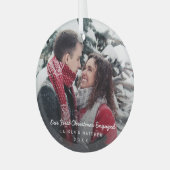 Eenvoudige moderne foto van ons eerste kerstfeest glas ornament (Voorkant links)