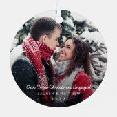 Eenvoudige moderne foto van ons eerste kerstfeest metalen ornament (Achterkant)