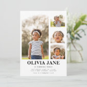 Eenvoudige moderne foto verjaardagsuitnodiging kaart (Staand voorkant)