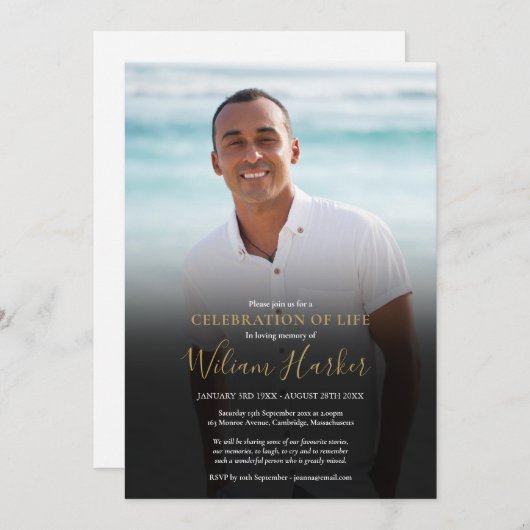 Eenvoudige moderne foto viering van het leven uitv kaart (Voorkant / Achterkant)