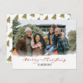 Eenvoudige Moderne Foto Vrolijk Kerstscript Foto Feestdagenkaart (Voorkant / Achterkant)
