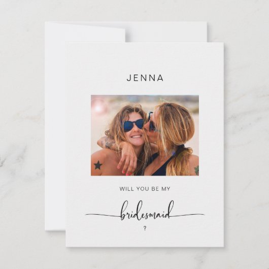 Eenvoudige moderne foto "Zal je mijn bruidsmeisje  (Voorkant)