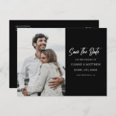 Eenvoudige Moderne Foto Zwart Bruiloft Save The Da Briefkaart (Voorkant / Achterkant)