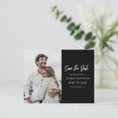 Eenvoudige Moderne Foto Zwart Bruiloft Save The Da Briefkaart (Staand voorkant)