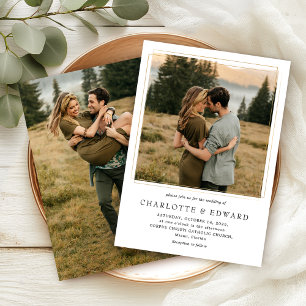 Eenvoudige Moderne Foto Zwart Wit Classic Wedding Kaart