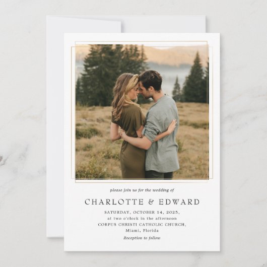 Eenvoudige Moderne Foto Zwart Wit Classic Wedding Kaart (Voorkant)