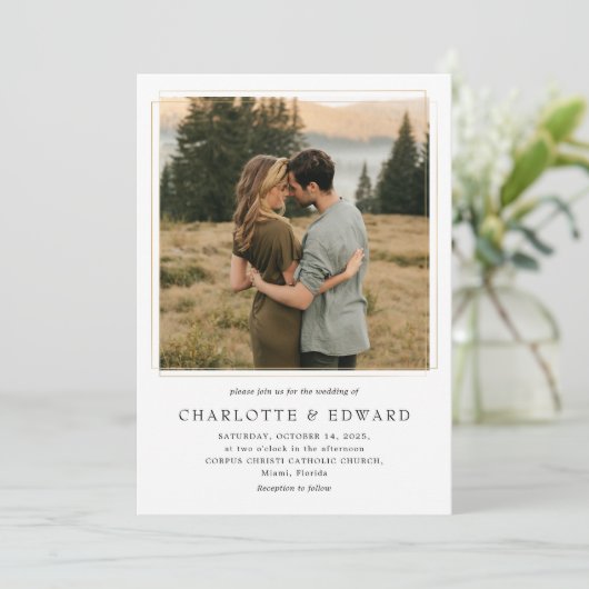 Eenvoudige Moderne Foto Zwart Wit Classic Wedding Kaart (Staand voorkant)