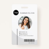 Eenvoudige Moderne Foto Zwart & Wit Medewerker QR Badge (Voorkant)