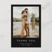 Eenvoudige moderne foto zwarte bruiloft bedankkaart (Voorkant)