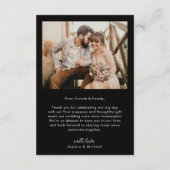Eenvoudige moderne foto zwarte bruiloft bedankkaart (Achterkant)