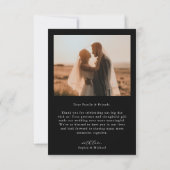 Eenvoudige moderne foto zwarte bruiloft bedankkaart (Achterkant)