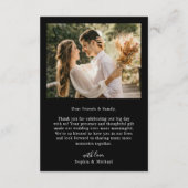 Eenvoudige moderne foto zwarte bruiloft bedankkaart (Achterkant)