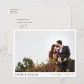 Eenvoudige, moderne fotobruiloft bespaart de datum uitnodiging briefkaart (Voorkant / Achterkant)