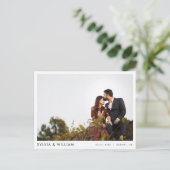 Eenvoudige, moderne fotobruiloft bespaart de datum uitnodiging briefkaart (Staand voorkant)