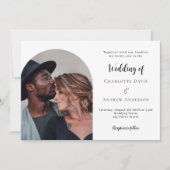 Eenvoudige moderne fotobruiloft kaart (Voorkant)