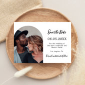 Eenvoudige moderne fotobruiloft save the date