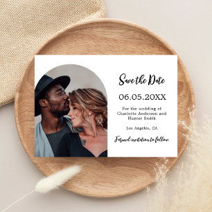 Eenvoudige moderne fotobruiloft save the date
