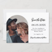 Eenvoudige moderne fotobruiloft save the date (Voorkant)