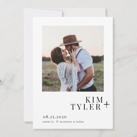 Eenvoudige moderne fotobruiloft save the date (Voorkant)