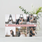 Eenvoudige, moderne fotocollage Blush Pink Bedankkaart (Staand voorkant)