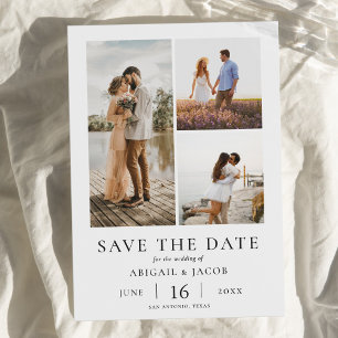 Eenvoudige Moderne Fotocollage Huwelijk Bewaar de  Save The Date