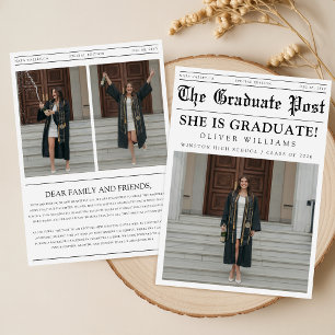 Eenvoudige Moderne Fotocollage Krant Afstuderen Aankondiging