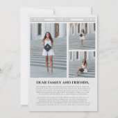 Eenvoudige Moderne Fotocollage Krant Afstuderen Aankondiging (Achterkant)