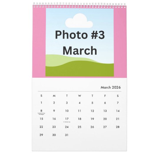 Eenvoudige moderne fotocollage minimalistisch op m kalender (Mar 2026)
