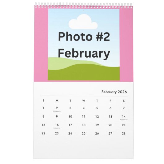 Eenvoudige moderne fotocollage minimalistisch op m kalender (Feb 2026)