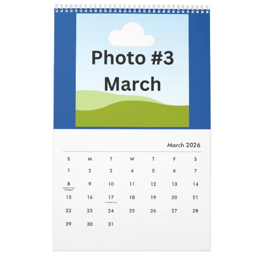 Eenvoudige moderne fotocollage minimalistisch op m kalender (Mar 2026)