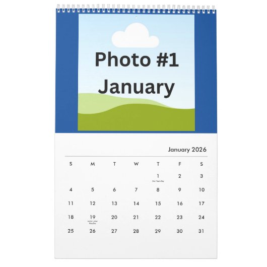 Eenvoudige moderne fotocollage minimalistisch op m kalender (Jan 2026)